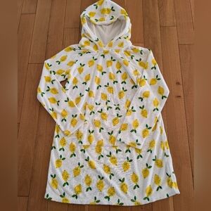 Hanna Andersson Lemon Pattern Girls Hooded Terry Cloth Swim Cover-up 150 / 12